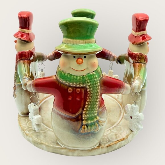 Yankee Candle Snowman Candle Holder Christmas Decor Ceramic Ronnie Walter Design - Picture 3 of 6